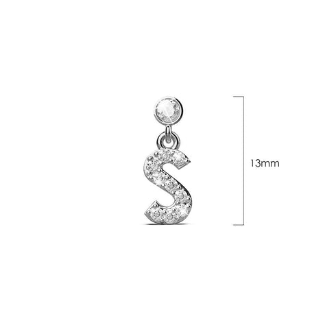 Solid 925 Sterling Silver Initial Crystal Personalised Alphabet Letter Earrings